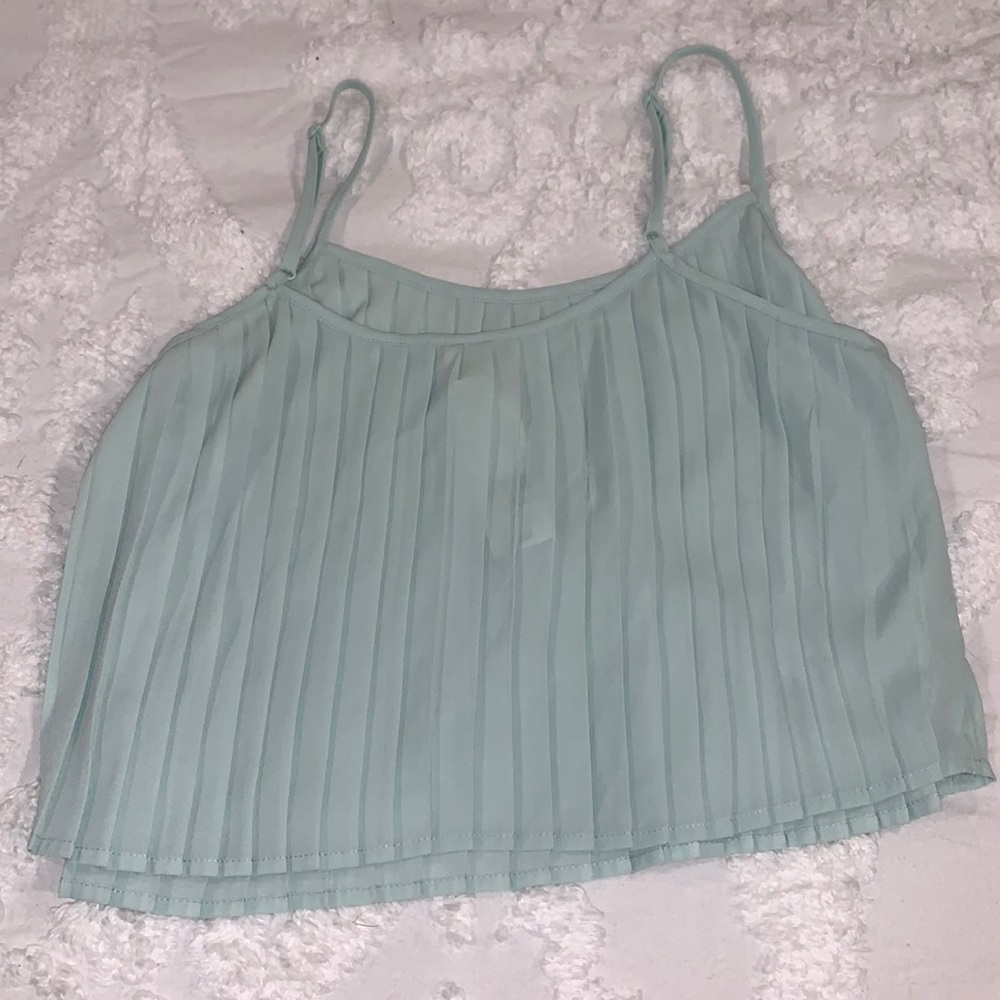 Mint green pleated crop top